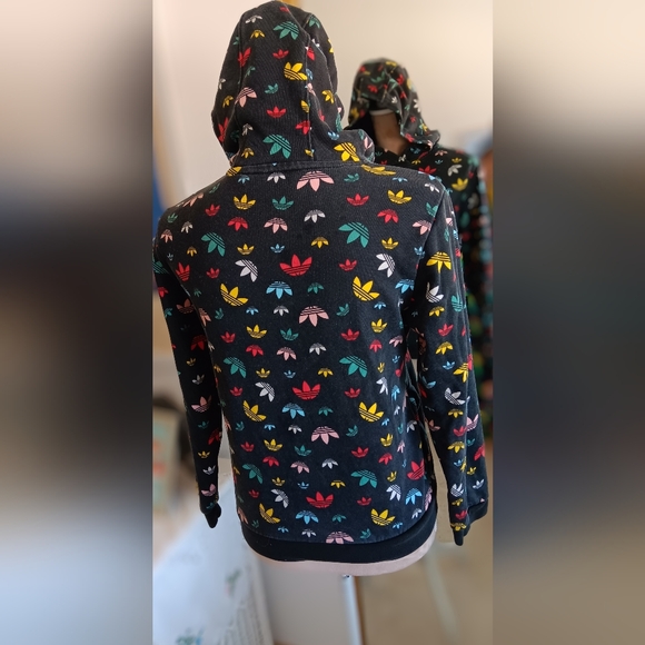 BOGO Sale 🌞 Adidas~Black Colorful Monogram Hooded Sweatshirt Unisex - Picture 8 of 16